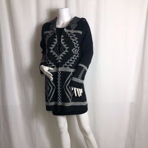 Black and Light Grey Open Cardigan Sweater Hoodie